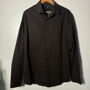 Express Slim 1MX Mens XL Long Sleeve Button Down Shirt Geometric Circle Print